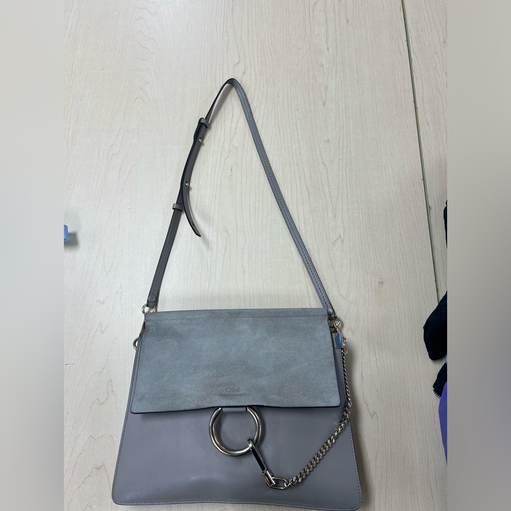 Chloe Gray and Taupe Leather Shoulder Bag